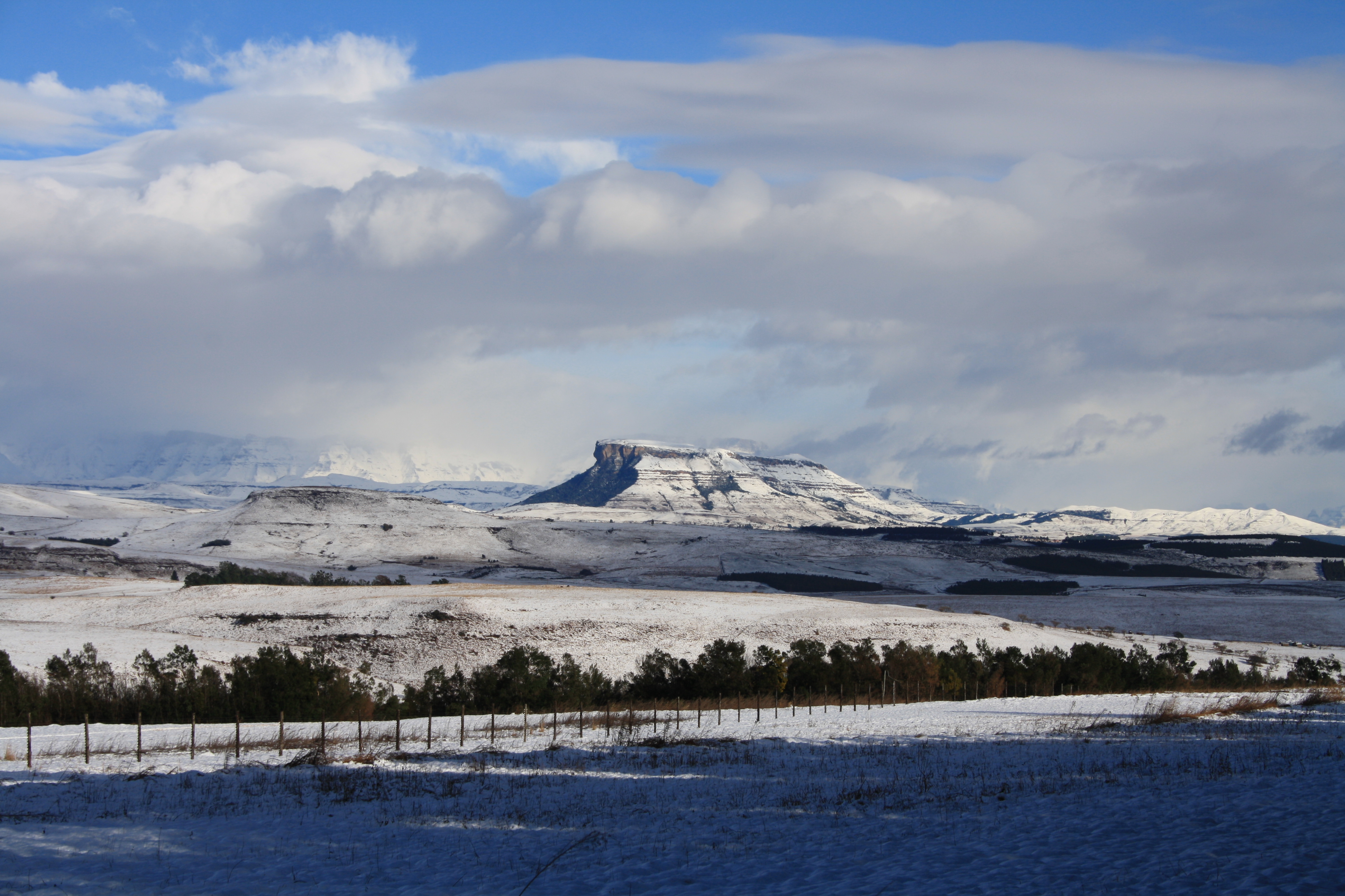 Snow in the Drakensberg from Antbear Lodge